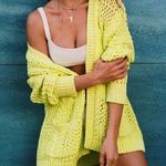 Anthropologie  Serenity Open Cardigan Knit Sweater Lime Yellow Green XS/S Photo 0