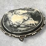 Vintage Victorian Style Raised Cameo Woman Cherubs Angels Brooch Pin Garden Gray Photo 6