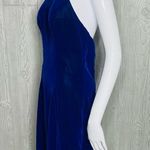 Vintage 80s zum Zum blue velvet retro shift dress with rhinestone collar top s Photo 2