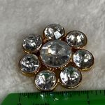 Flower Shape Pin Brooch Jewelry Flower Shape Clear Sets Gold Color Metal Back Photo 5