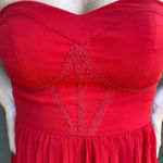Minuet Boutique Purchased Embroidered Red Strapless Dress - size S Photo 2