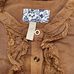 Anthropologie Pilcro Shirt Top Womens L Ruffled Long Sleeve Boho‎ Button Front linen blend Photo 1