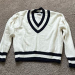 Mango  Navy and White Sweater Photo 0