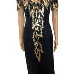 Glitz Black Tie Silk Gaudy  Glam Hollywood Formal Special Occasion Beaded Dress Photo 0