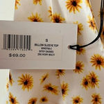 We Wore What Ditsy Daisy Flower Billow Long Sleeve Crop Top Small Ivory Yellow Photo 8