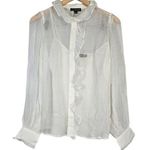 J.Crew Ruffle button-up shirt in crinkle chiffon in Ivory 2 NWT Photo 0