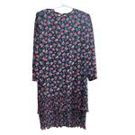 Vintage Liz Roberts Floral Print Dress Pleated Drop Waist Long Sleeve Size M Black Size M Photo 1