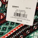 SO  juniors dress long sleeve Keyhole back fit and flair dress green red MIDI XS Photo 2