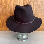 True Religion  Womens Wool Black Wide Brim Fedora Homburg Hat‎ Classic Chic 22” Photo 4