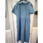 VTG Bridge Sports Wear Denim Dress Women Medium Cottage 90s Prairie Peasant Flaw Blue Photo 2