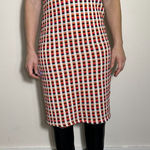 ZARA  Red Pink Black Checkered Midi Dress Size Small Photo 0