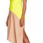 508. Cushnie X target two toned satin assymetrical midi dress size 8 Yellow Photo 0