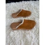 Beek Anthropology Suede Clogs Shearling Lined Wooden Platform Slip On Mules Brown Size 5 Photo 3