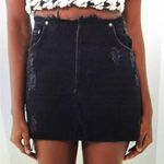 BDG Women’s Urban Outfitters black distressed denim cut off mini skirt size med Photo 1