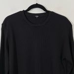 Monrow Women's Black Crew Neck Long Sleeve Waffle Knit Top Size S Made in USA Photo 1