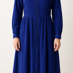 Eddie Bauer Vintage 1990s Corduroy Embroidered Midi Dress Small Petite Photo 0