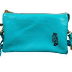 Shara Porter Small Aqua Crossbody Bag with Black Cat Print Adjustable Strap Photo 0