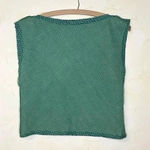 Handmade WOVEN SHIRT PATTERN ETHICAL BOXY GREEN COTTAGE CORE CROPPED SLEEVELESS Photo 15