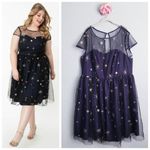 Unique Vintage  X Magnolia Place Navy Tulle Star Embroidered Dress Photo 1