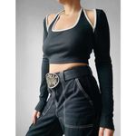 Princess Polly ★  long sleeve halter top - Black/White ★ Photo 4