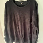 Cable & Gauge  Black 3/4 Sleeve Crewneck Sweater  Ruffle Side Slits Women’s Sz 2X Photo 0