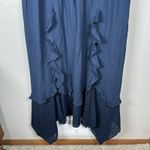 Free People NEW  Bring The Romance Navy Blue Midi Maxi Dress Handkerchief Hem Med Photo 3