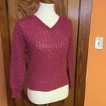 Vintage 70s fuchsia shimmery sexy v neck sweater Photo 4