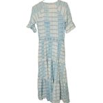 WARM Latitude Blue & White Short Sleeves Tie at Waist Flowy Maxi Dress Size M Size M Photo 5