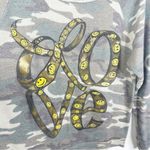 Lauren Moshi  Size Small Camo Slub Knit Smiley Face Love Graphic Shirt Photo 1
