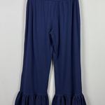 Matilda Jane Big Ruffle Pants Women Small Navy Blue Wide Leg Cotton Pull On Crop Photo 4