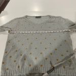 Wooden Ships Wooden Ships Slate Gray & Gold Polka Dot Mohair Wool Blend Long Sleeve Sweater Photo 7