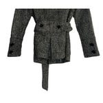 ZARA Wool Blend Long Sleeve Collard Belted ButtonUp Jacket Pockets M Grey Black Photo 9