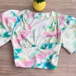 Amanda Uprichard Tie Dye Rosen Women's V-Neck Top Photo 2