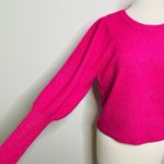 CeCe  Hot Pink Pullover Sweater Long Balloon Puff Sleeve Crew Neck Sz S Photo 5