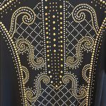JM Collection  BLACK GOLD SILVER STUDDED DESIGN TOP SHORT SLEEVE SIZE SMALL Photo 8