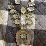 Western Turquoise Squash Blossom Earring And Necklace Set Blue Photo 5