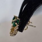 Boutique Gold Filled Small Hoop Earrings Emerald Green and Clear Pave Photo 4