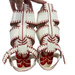Farm Rio Red White Whipstitch Palm Tree Sandal Shoes Strappy Vegan Boho Beach 8 Photo 4
