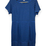 Pixley Cobalt Black Stripe Knit Shift Dress Classic Office Everyday Style Large Blue Photo 0