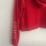 Juicy Couture Red Velour Cropped Pullover Hoodie Bling Crystals Y2K size medium Photo 5