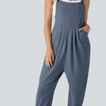 Halara Pockets Waffle Casual Jogger Overalls Grisaille Blue Boho Womens Large Photo 0