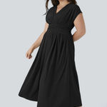 Halara  Breezeful V-Neck Tie-Back Side-Pocket Midi Dress Quick Dry Sz 8 NWT Photo 0