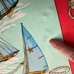 J. McLaughlin Nautical Sailboat Print Tee Medium Red Catalina Cloth Coastal Slim Photo 5