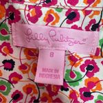 Lilly Pulitzer ‎ Floral Cap Sleeve Button Up Shirt White Pink 8 Photo 8