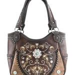 Western Concho Floral Tote Purse for Women Brown Photo 0