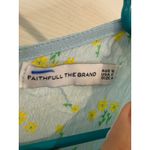 Faithfull the Brand Floral Midi Dress Ruffle Sleeve Blue Yellow M Photo 3