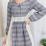 Ryu NWT Floral Grey and White Long Sleeved Laced Mini Dress Photo 0