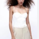 Zara  Linen Blend Corset Bodysuit size small white/cream Photo 3