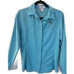 Guy Harvey Shirt Women's M Blue Button Down Fishing Hiking Gorpcore Performance Photo 0