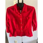 Apostrophe  Women's Red Quarter sleeve double front pocket button down size‎ 18 Photo 1